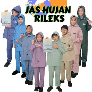 Jas Hujan Anak RILEKS Setelan Pria Wanita Bahan PVC Premium 0,25 Tebal Elastis Anti Rembes Raincoat
