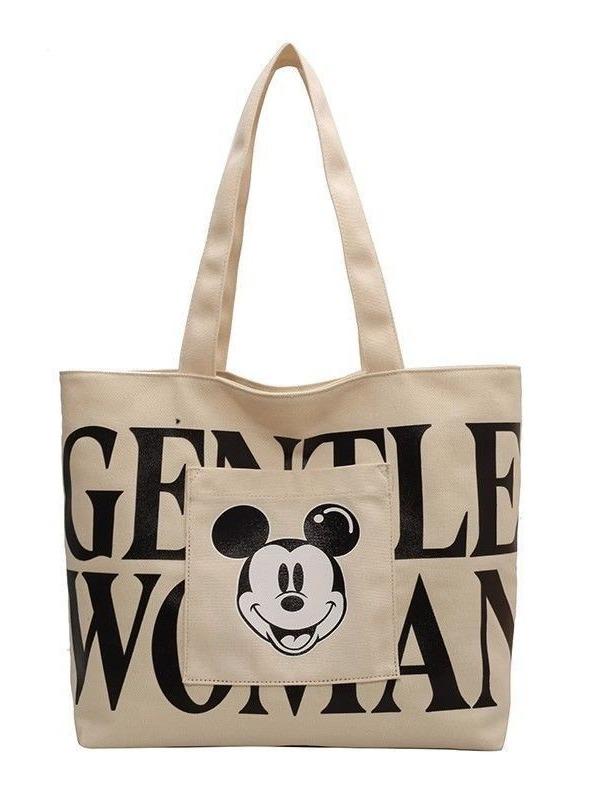 Product Introduction of Canvas bag, new cartoon style large capacity tote shoulder bag, tote bag, college commuting and tutoring bag 6