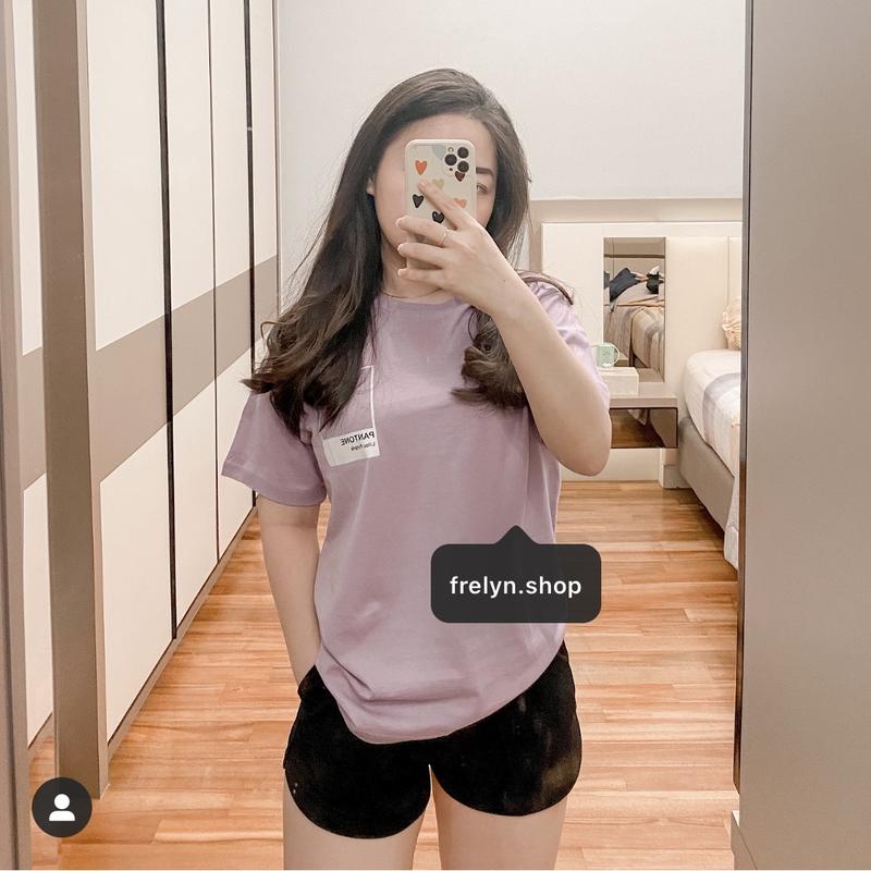 PANTONE TSHIRT l BAJU KAOS TUMBLR TEE KAOS WANITA OVERSIZE PENDEK POLOS COTTON COMBED 30'S CROP KOREA FASHION BLACK HITAM PUTIH WHITE SAGE GREEN BEIGE MOCCA LILAC DUSTY ROSE BLUE PINK 3
