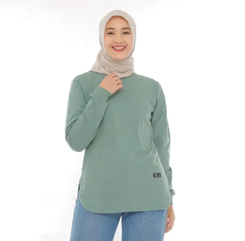 Promo Paket Hemat 100ribuan Dapat 4pcs Kaos Atasan Wanita Lengan Panjang Model Bawahan Oval Bahan Bebyterry Premium Nyaman Polos 3