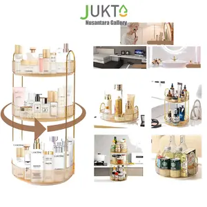 JUKTA[COD]Rak Penyimpanan Kosmetik Multifungsi Putar 360 Derajat: Kuat, Luas, dan Mudah Diakses Kuning Plastik rak