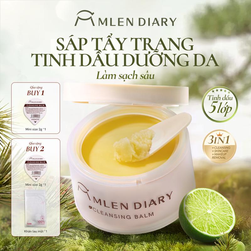 Mlen Diary - Sáp tẩy trang tinh dầu tuyết tùng làm sạch dịu nhẹ không nhờn rít nhũ hóa trong 1 giây dùng được cho mọi loại da kể cả da nhạy cảm và bà bầu công dụng 3in1