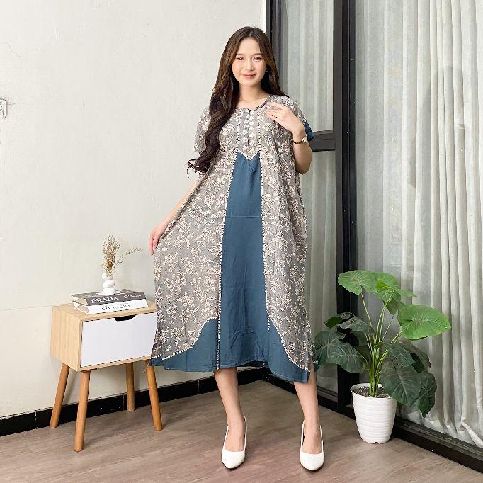 Daster Lowo Soraya Rayon premium Tebal Jumbo Busui Resleting Bumil Wanita Nyaman