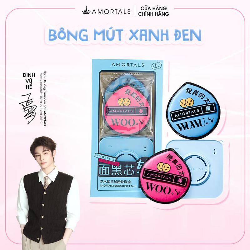 《Amortals Vietnam》Bông Phấn Trang Điểm AMORTALS – Bộ Mút Trang Điểm Đen Xanh…