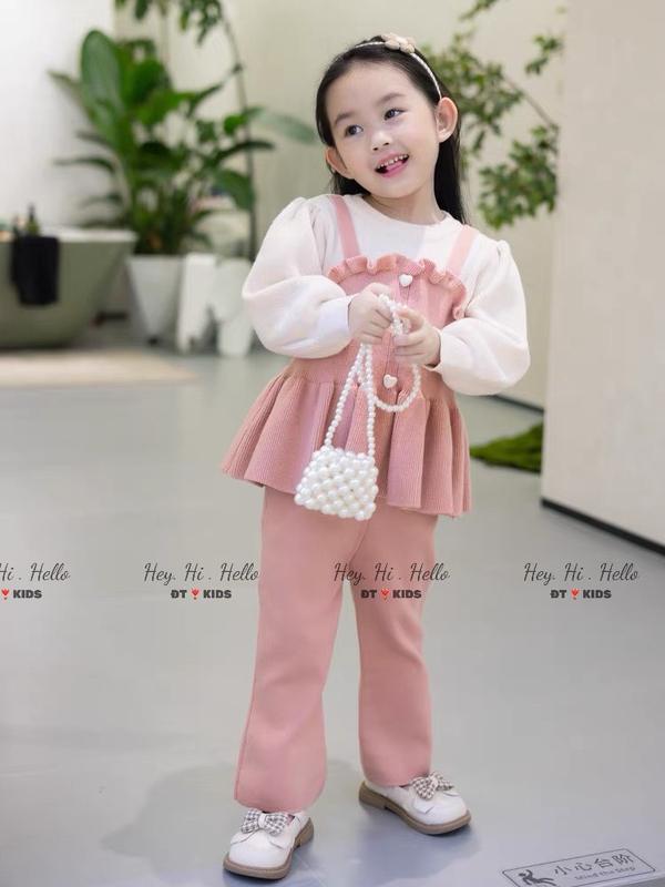  Bộ quần áo bánh bèo bé gái chất len tăm cho bé từ 1 tuổi đến 5 tuổi 
