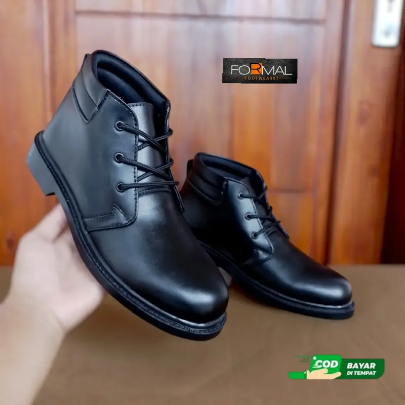 Sepatu Pdh Kerja Pria Formal Tali 3 Busa Hitam Dop Dinas Kantoran Dan Lapangan Security Polisi ASN PNS TNI Polri instansi Resmi Murah Berkualitas dan Antiselip Pantofel Shoes Karet 0
