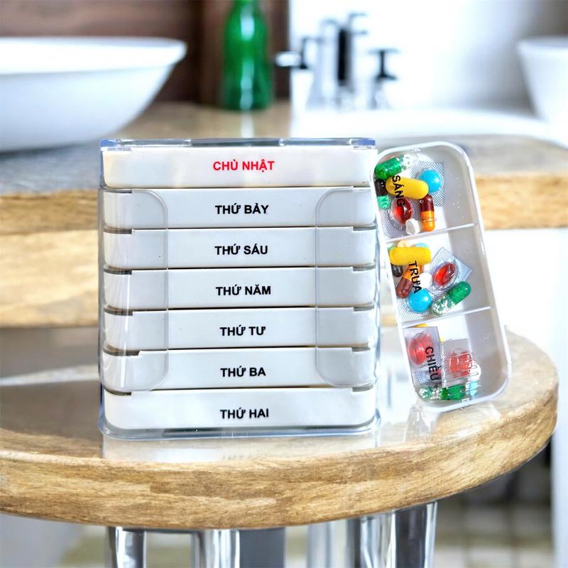 Hộp Đựng Thuốc Chia 7 Ngày 3 Ngăn Sáng Trưa Chiều Hàng Việt Nam Chất Lượng Cao Phiên Bản Tiếng Việt TomHouseVN