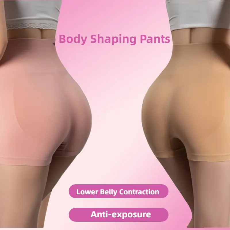 Body Shaping Pants Female Lower Belly Contraction Strong High Waist Safety Pants Female Two-in-One with Inner Gear without Curling