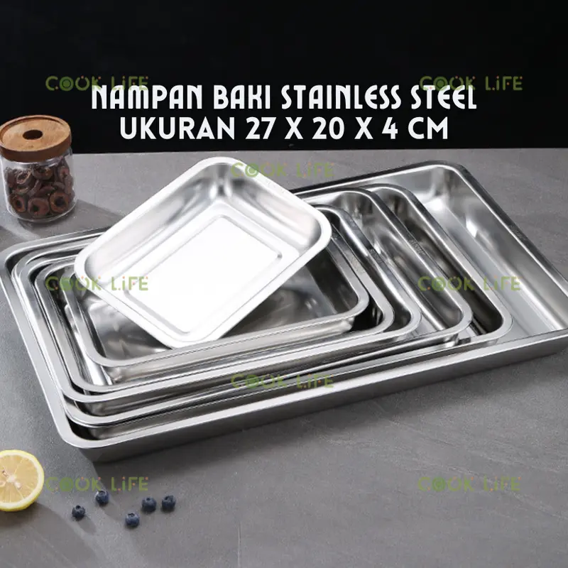 Baki Nampan 27cm X 20cm Nampan Persegi Baking Tray Stainless