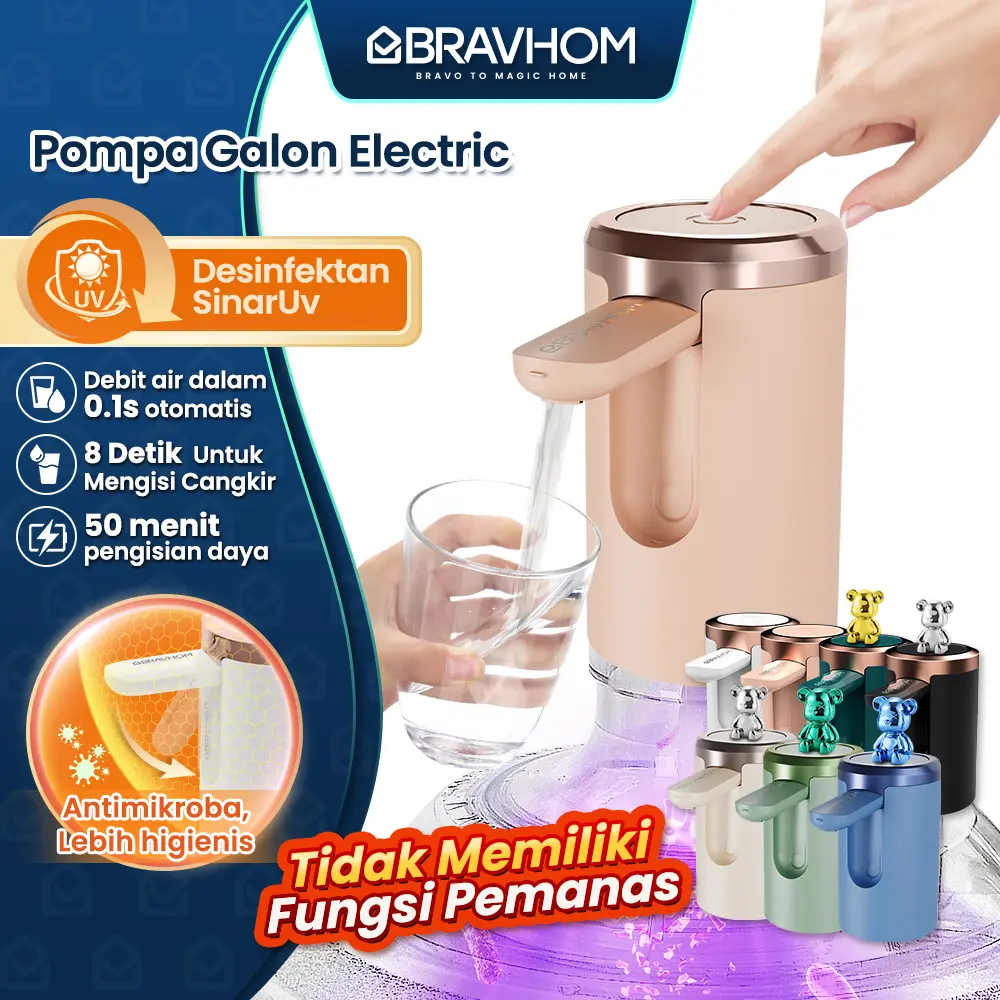 (COD)Affiliate Bravhom Pompa Galon Electric Dapat Dilipat USB Dispenser Portable Galon Air Elektrik
