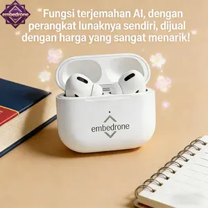 Anti Air IPX5, embedrone 2026 NEW Earphone Nirkabel TWS, Baterai Awet Android Earpods, Bluetooth 5.4, Stereo Kuat, Peredam Bising AI