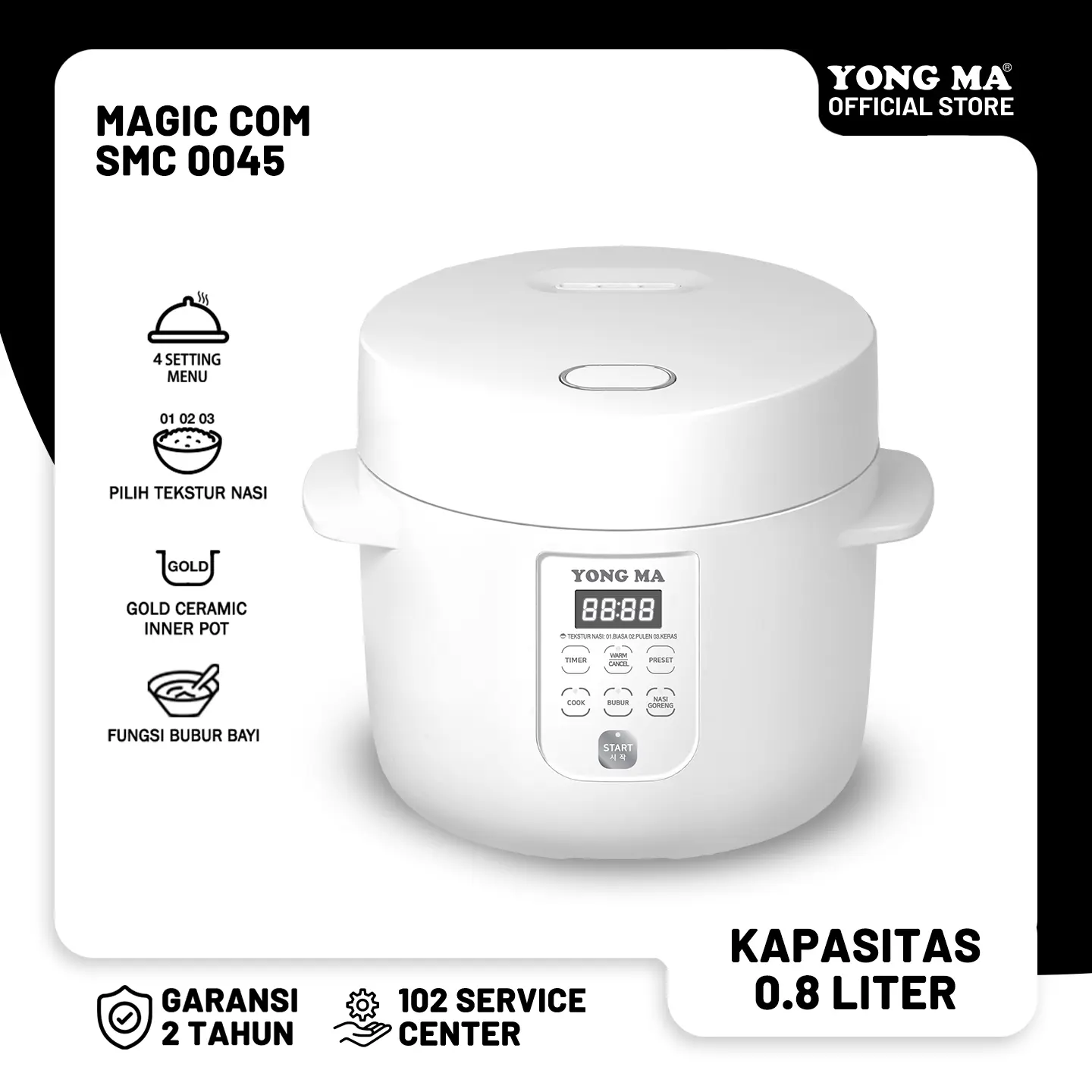 YONG MA | Digital Small Rice Cooker / MAGIC COM SMC 0045 (0.8lt)