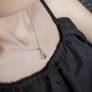 Gemarae Citrine Rouge Pendant | Natural Gemstone Liontin Silver 925 Rhodium Plated | Batu Permata Asli