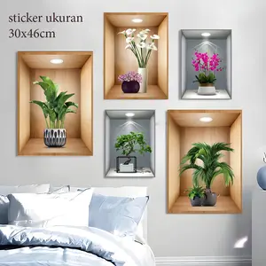 Karissut Sticker Dinding Bunga 3d Tanpa papan Hiasan Dinding dekorasi kamar estetik