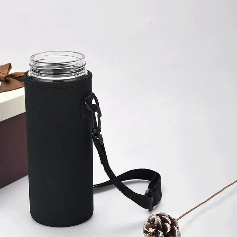 Túi Đựng Chai Nước, 1 Cái, Nắp Cách Nhiệt, Dây Đeo Giữ Túi Cách Nhiệt, Có Dây Đeo Du Lịch, Màu Đen, Túi Đựng Chai Nước 4