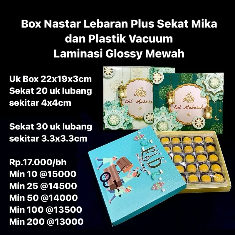 Box Nastar Lebaran Plus Sekat Mika dan Plastik Vacuum