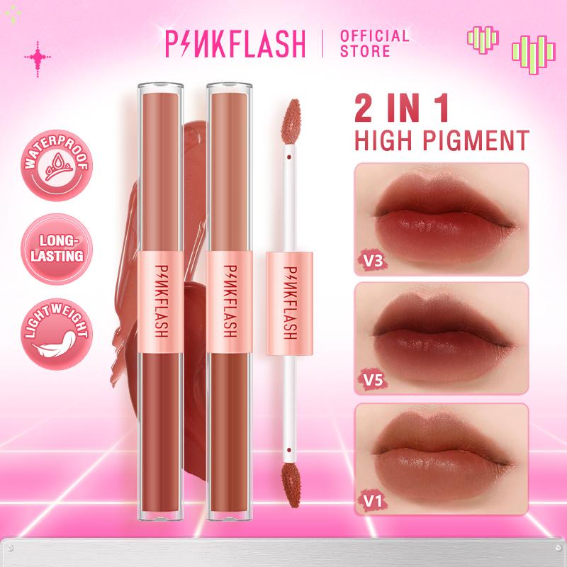Son môi ombrelips tint nhung ombrelips lì hai đầu PINKFLASH DoubleSense 2 Trong 1 nhẹ sắc tố cao lâu trôi 30g