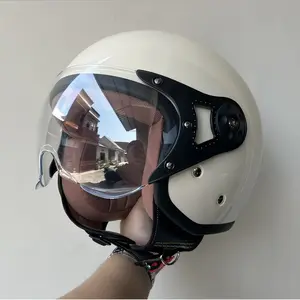 Helm Bogo Retro Hijab Dewasa Kaca Pilot Motorcycle Helm Premium SNI Model Terbaru Kuning  Stylish Anti UV Painting Protect