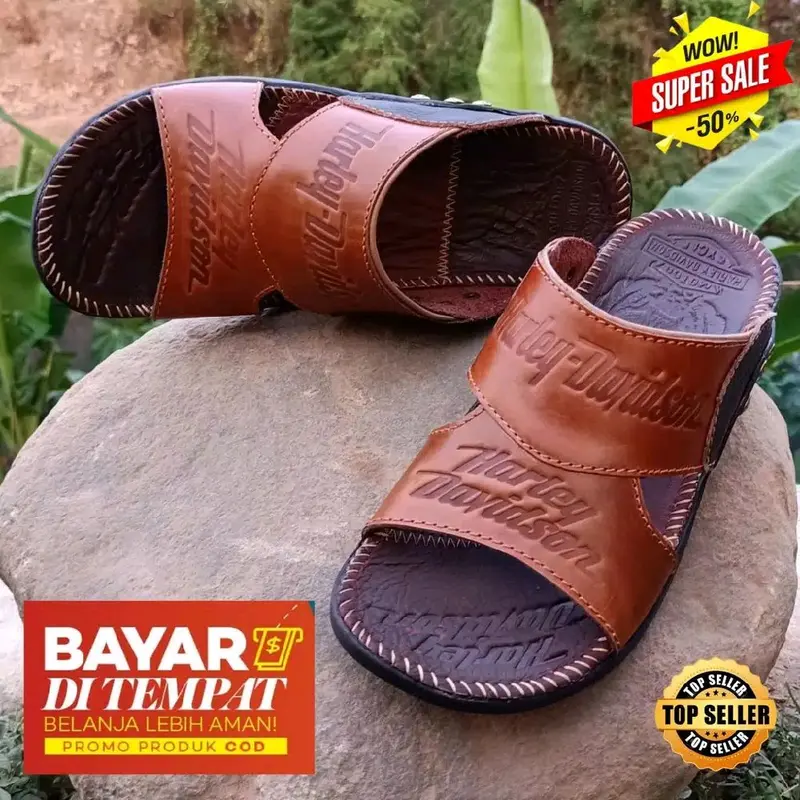 Sandal Kulit Sapi Harley Davidson Sandal Pria Murah dan Kuat 4
