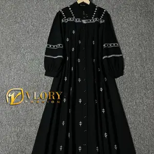 GAMIS BORDIR Dress Rayon Twill Bordir Premium By VloryFashion  Panjang Baju 135 Cm Lingkar Dada 120cm