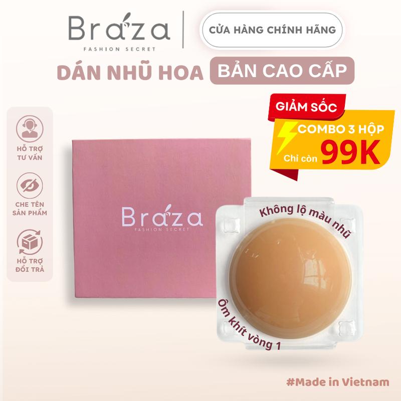 Miếng Dán Ngực Silicone Che Nhũ Hoa Không Lộ Màu Dính Chặt Bản Cao Cấp Sử Dụng Nhiều Lần Braza -499