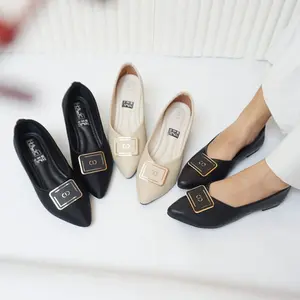 Sepatu Wanita Holic Raya 07 Flatshoes Semi Kulit Sintetis dengan Outsole Karet Rubber span  shoes flat  shoes