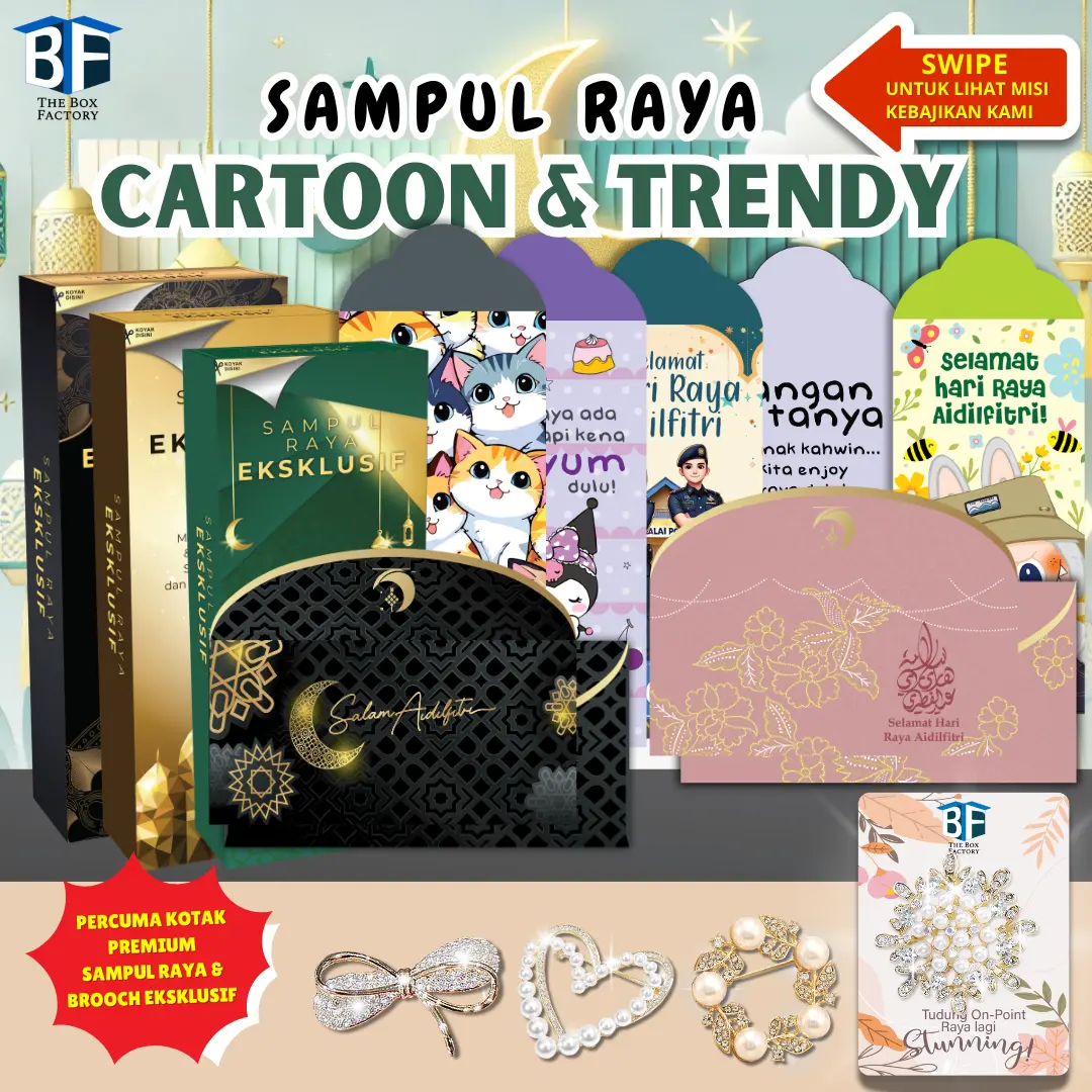 2025 SAMPUL DUIT RAYA COMEL CARTOON (5PCS/PKT) Sampul Exclusive ANG PAU RAYA HARI RAYA AIDILFITRI SAMPUL RAYA HITAM