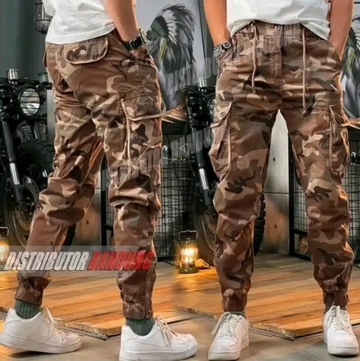 Celana Cargo Jogger Combat Camouflage Sport Pria Celana Jogger Loreng Panjang - Dewasa, Kantong Santai