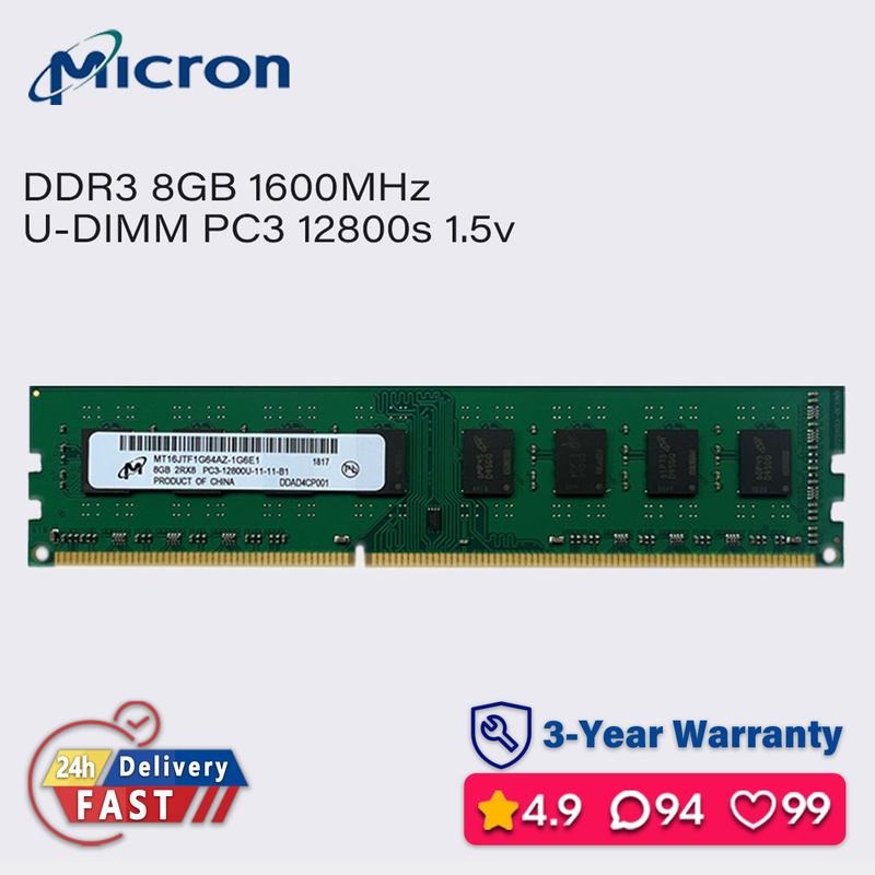 Micron 8gb 4gb 1600mhz ddr3 memory Desktop ram udimm pc3 12800u ...