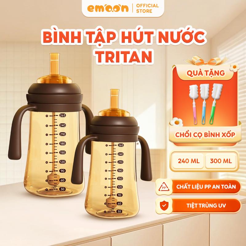 Bình Tập Hút Nước Cho Bé Emoon Chuẩn Nha Khoa Chống Sặc, An Toàn, Dễ Cầm, Phù Hợp Cho Trẻ 5 Tháng+
