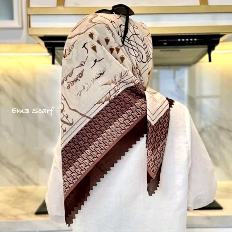 Product Introduction of Hijab Motif Segi Empat  Voal Terbaru 2025 Muslim Square Kerudung Mewah 11