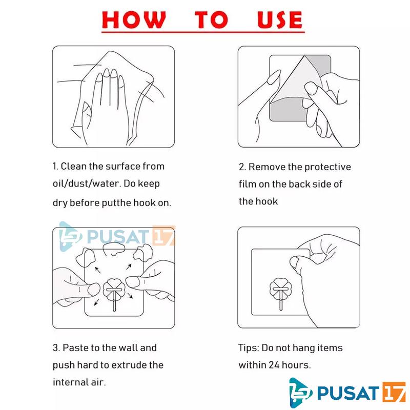 PUSAT17 GANTUNGAN TEMPEL HOOK AJAIB GANTUNGAN DINDING KAIT MAGIC SERBAGUNA KAMAR MANDI DAPUR / HANGER 4