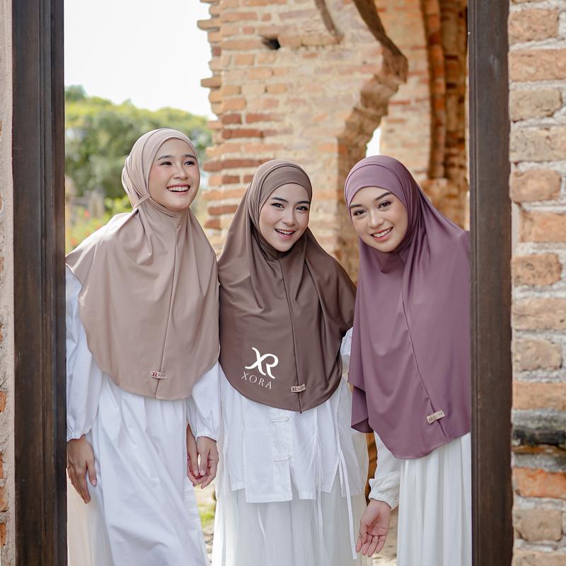 (Xora) Mazaya Hijab Malay Size L - Hijab Lolly Kerudung Wanita Muslim Syari Instan Daily Malay Non Pad 1