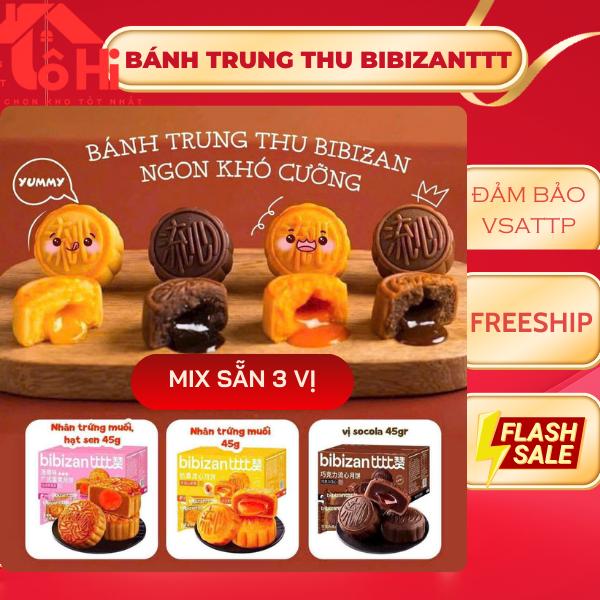Giá Sỉ Bibizan - Hộp 12 Bánh Trung Thu 540gr/hộp Nguyên Vị & Mix Vị Hạt Sen Trứng Muối Lava Trứng Chảy Socola Gia Đình & Quà Tặng Sang Trọng