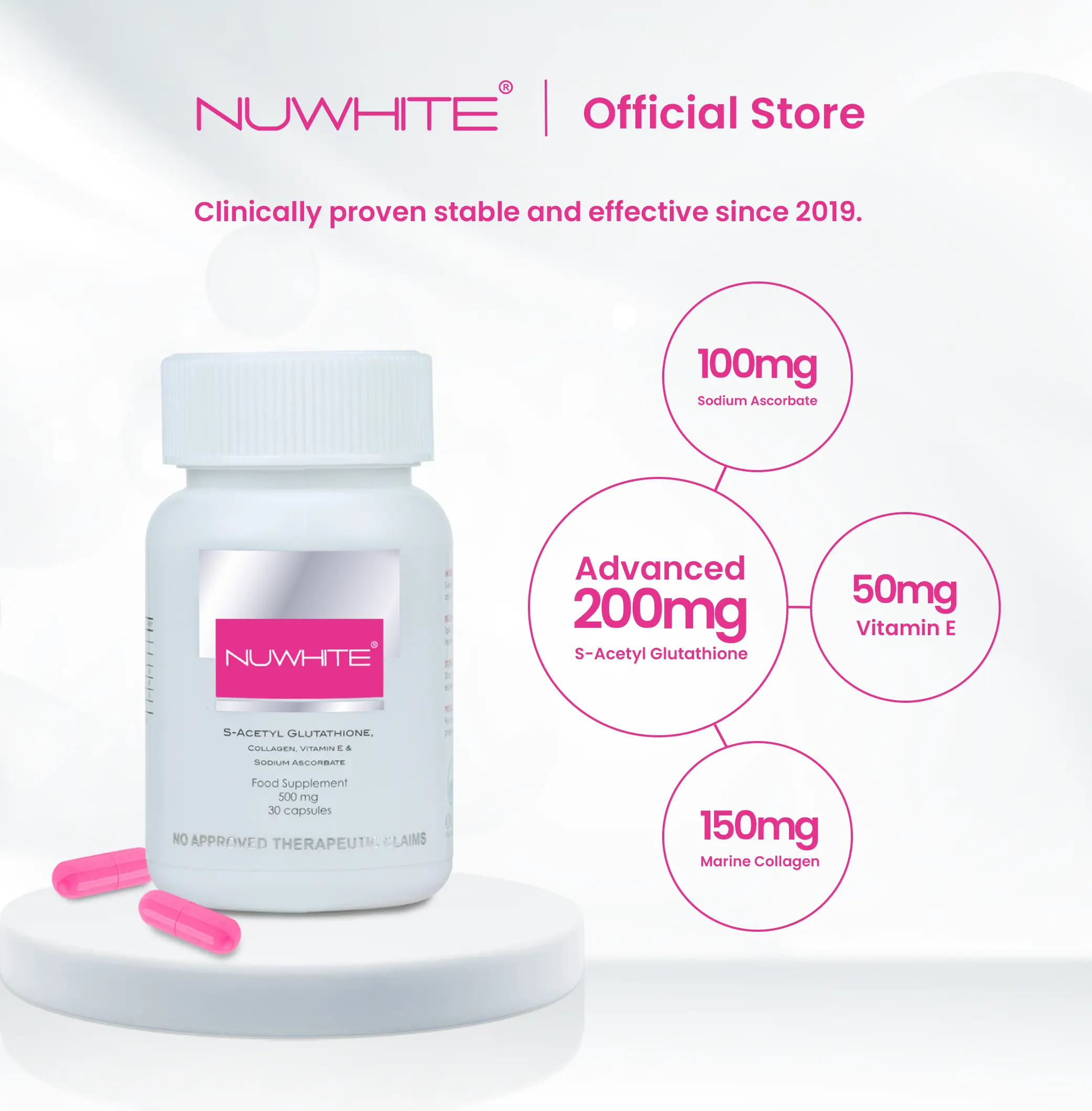 nuwhite glutathione fda approved NUWHITE S-Acetyl Glutathione - 200mg of S-Acetyl Glutathione
