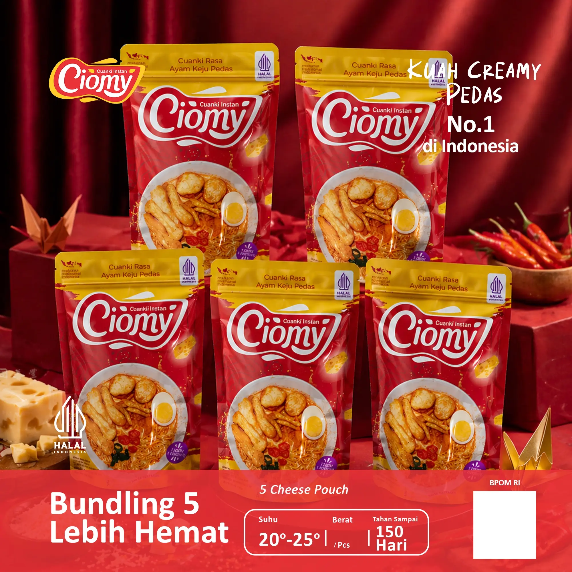 CIOMY - [PRODUK BEST SELLER] Bundling 5 Lebih Hemat Cuanki Instan Kuah Ayam Keju Creamy Pouch HALAL & Sudah BPOM