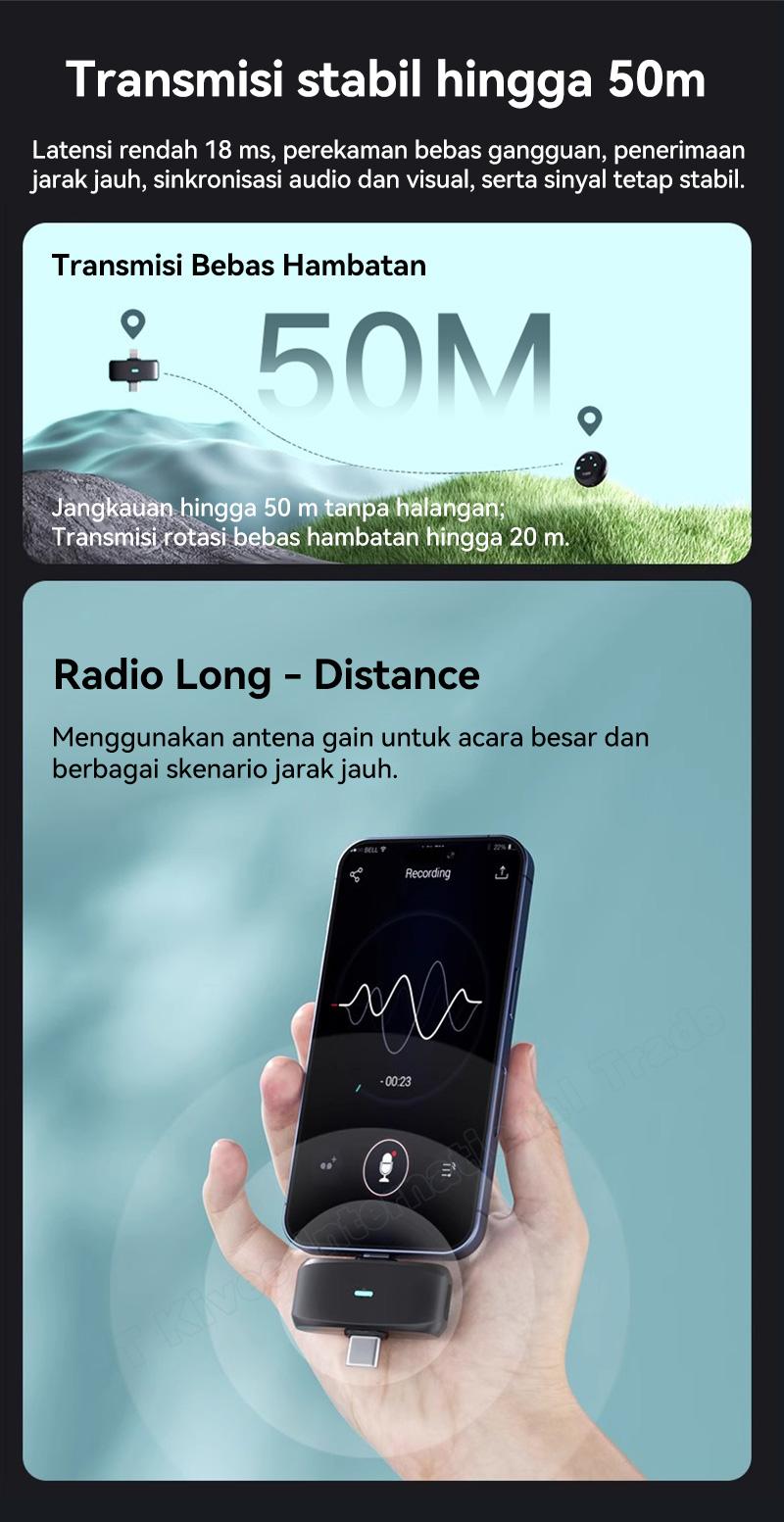 Mikrofon Nirkabel UR37, mikrofon lavalier nirkabel dengan wadah pengisi daya, kompatibel dengan ponsel, tablet, dan komputer.
