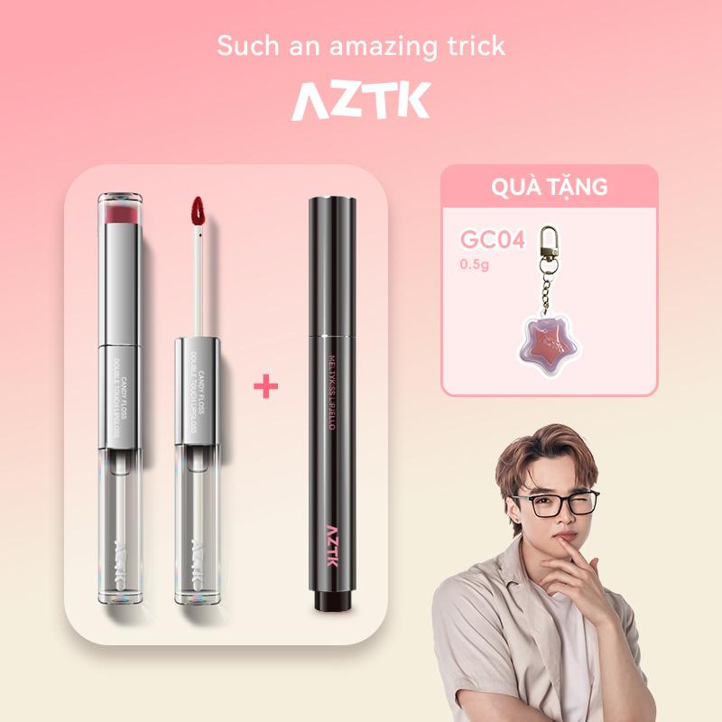 Tun Phạm x AZTK Son Bóng Trang Điểm AZTK Son Kem Hai Đầu Lớp Hoàn Thiện Lì Và Bóng Nước Màu Bóng Mọng Nước Lãng Mạn 1.7g Và 1.7ml Mỹ Phẩm Thích Hợp Cho Học Sinh Mùa Thu Và Mùa Đông