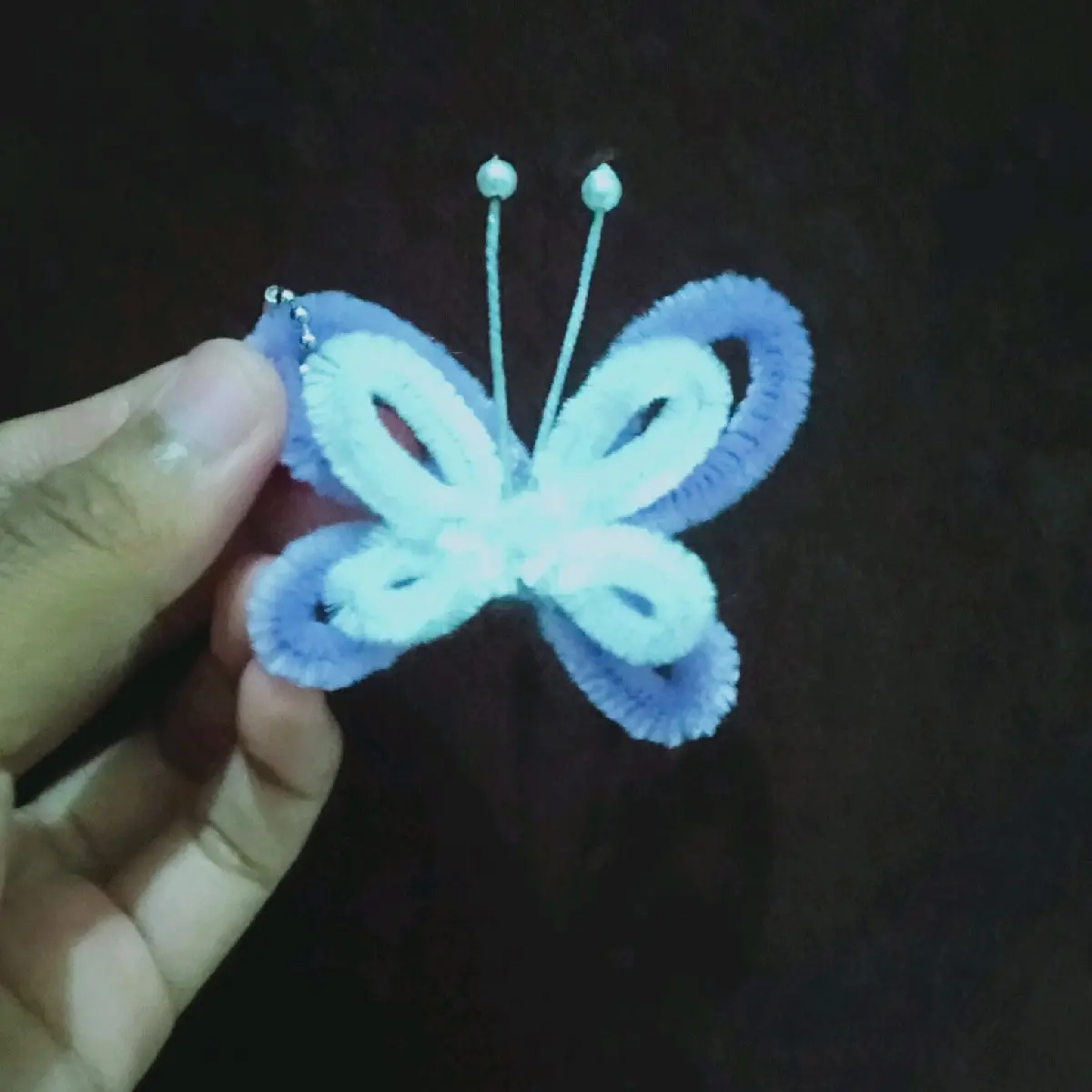 gantungan kunci kawat bulu double butterfly murah