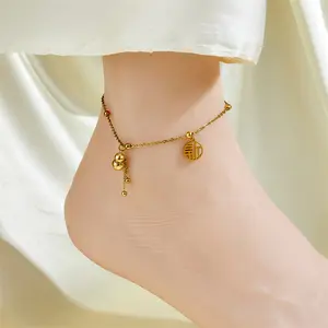 #243 Gelang Kaki Botol Cina Jedar Panjang 22+ 5 = 27cm GOLD Perhiasan Titanium