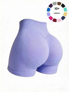 Shorts de gimnasio para mujer de color sólido y cintura alta, transpirables y cómodos, shorts ajustados con alta elasticidad, shorts de yoga para mujer, ropa deportiva para uso en interiores y exteriores