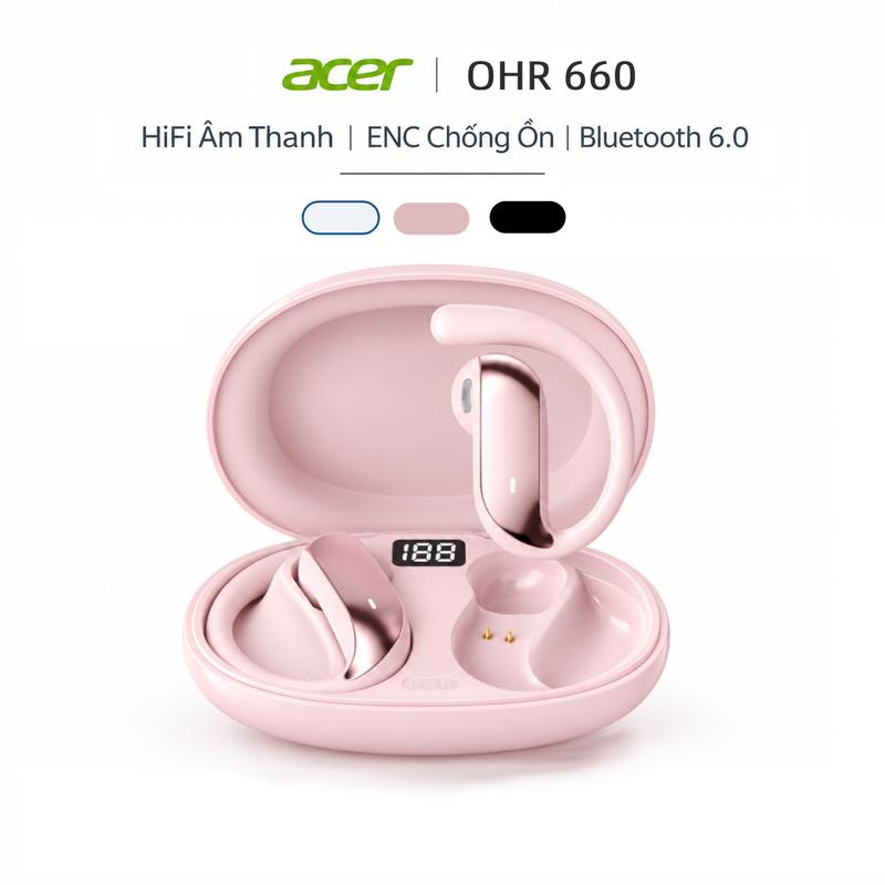 Acer OHR660 Tai Nghe Bluetooth Không Dây Thể Thao Đeo Tai Kiểu Móc, Âm Thanh Hi-Fi, ANC Khử Tiếng Ồn, Chống Nước IPX5, Pin Lâu, 3 Màu