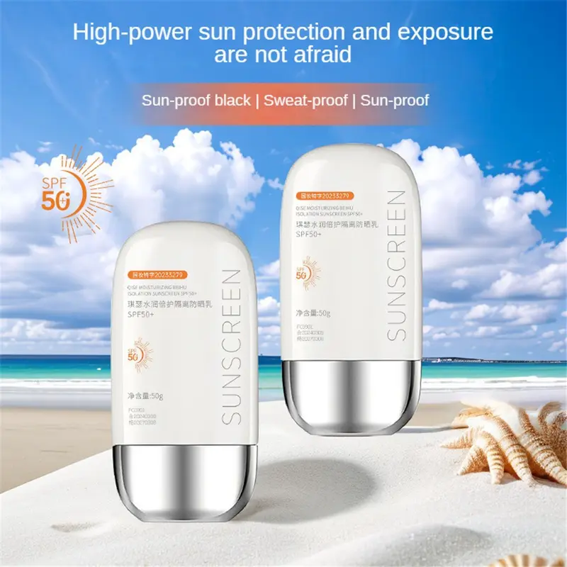 Kem Chống Nắng, Qise, SPF50 +, Làm Sáng Tự Nhiên, Nhẹ, Không Dính, 50g Skincare Vitamin E 0