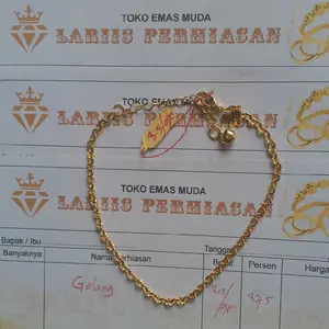 flash sale emas muda 3,5gr gelang kaki perhiasan fashion wanita dewasa motif Nuri ukir Gratis dapat surat dari toko Lariis perhiasan  Style aksesoris