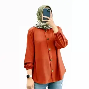Baju Wanita Dewasa Crinkle Airflow Terbaru Blouse Casual Lengan Panjang karet