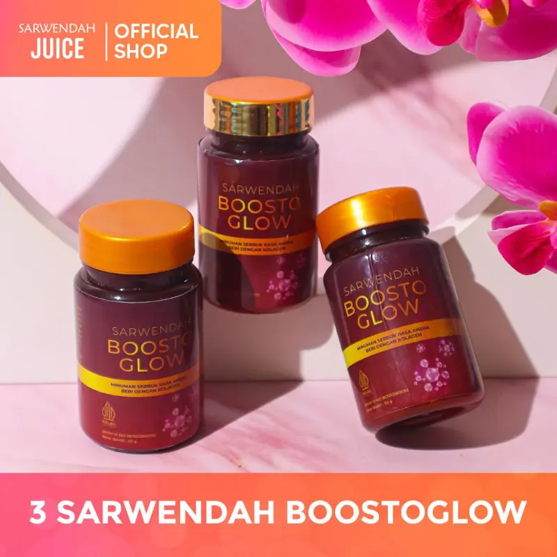 Paket Hemat 3 botol Boostoglow / Minuman Collagen Serbuk Rasa Aneka beri / Pencerah Kulit BPOM 0