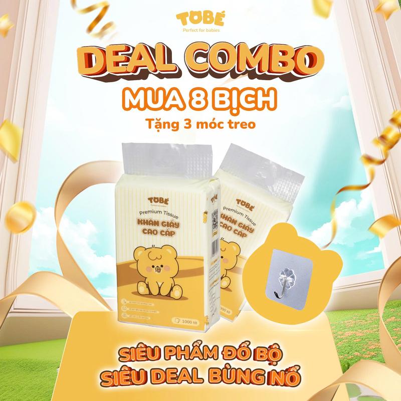 [DEAL MỞ BÁN] [ MUA 08 BỊCH GIẤY TO BÉ+ 3 MÓC TREO TƯỜNG ] Giấy Rút Đa Năng Treo Tường Cao Cấp TOBÉ - 4 Lớp Mềm Mịn Tặng Kèm Móc Treo Dán Tường