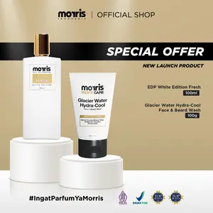 EXCLUSIVE BUNDLE - Morris Eau De Parfum Black/White/Grey Edition 100ml X Face Wash White Glacier Water Hydra-Cool | Bundle Parfum Cowok Tahan Lama Mencerahkan