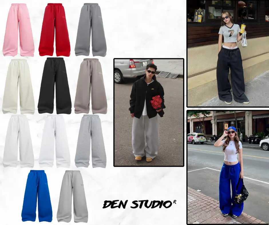 (NỈ BÔNG SIÊU DÀY) QUẦN DÀI FORM RỘNG UNISEX Nỉ Bông Cotton 65/35 Form Rộng Đen Studio ĐỊNH LƯỢNG 400GSM Menswear Pants