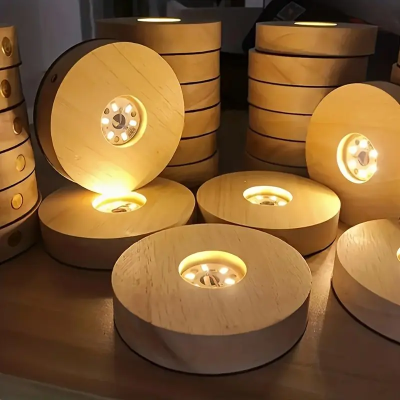Đế Trưng Bày Ánh Sáng Bằng Gỗ, Đế Trưng Bày LED Bằng Gỗ, Đế Đèn Thủy Tinh Pha Lê, Giá Chân Đế Trưng Bày LED Bằng Gỗ, Cho Nghệ Thuật Resin Thủy Tinh Pha Lê 3D, 1 Cái